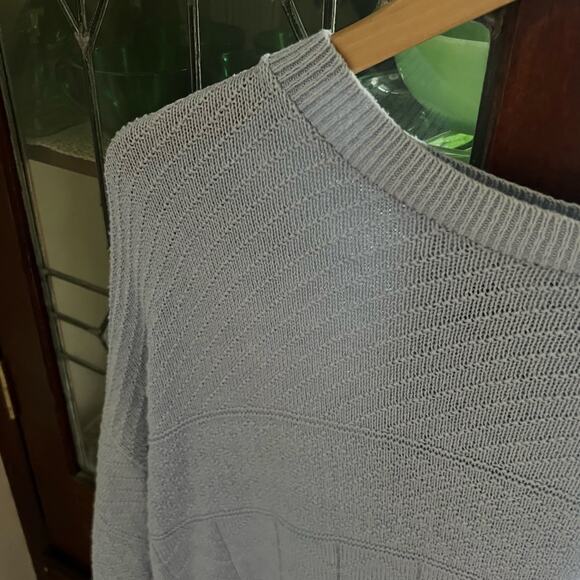 Vintage Gloria Vanderbilt Knit Sweater Size L Lilac Pointelle Crewneck Women 80s - Picture 10 of 16